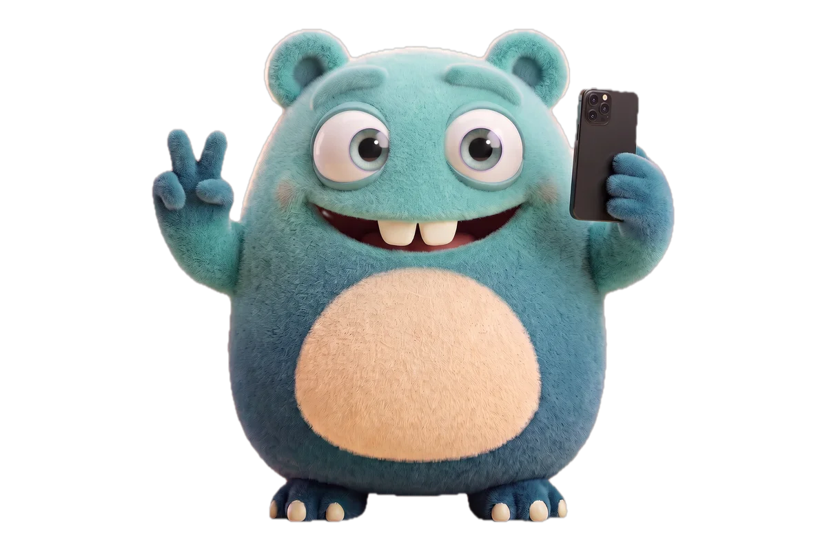 Lupi filmt sich selbst mit dem Handy